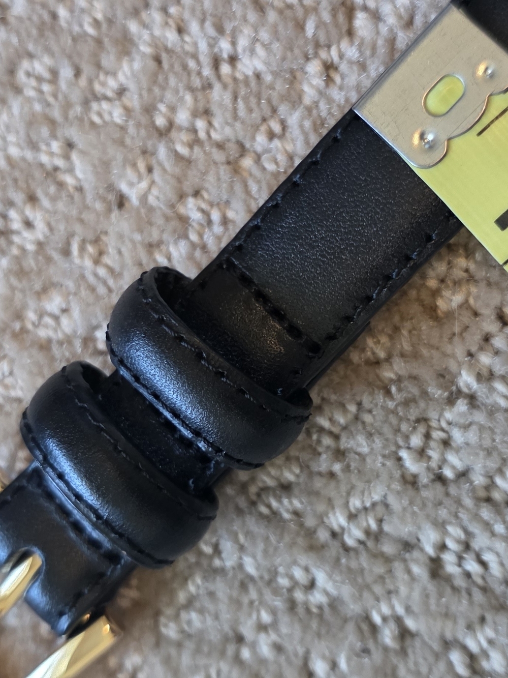 LOFT Black Leather Belt with Gold Buckle 40.25" Long
